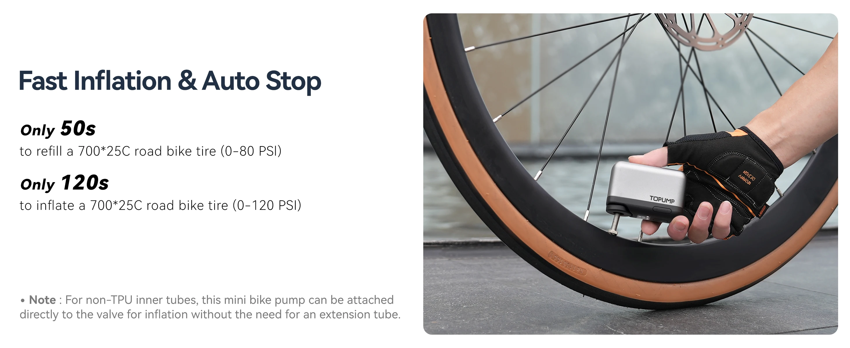 Topump TB2PRO Electric Tire Inflator 120PSI Portable Schrader Presta Bicycle Tire with LED Screen AS200PRO Cycling Accessories