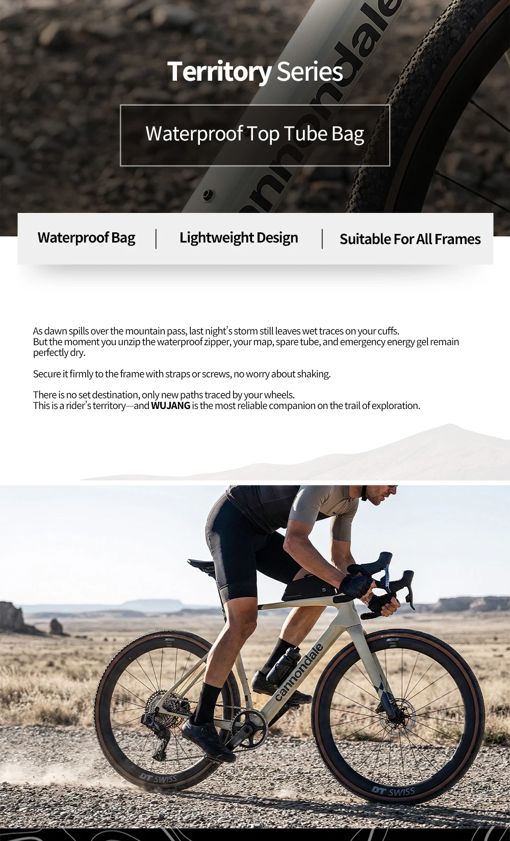 Rhinowalk Bike Top Tube Bag 1L Waterproof Cycling Frame Storage Luggage Backpacking For MTB Gravel Phone Bag Bike Accessories