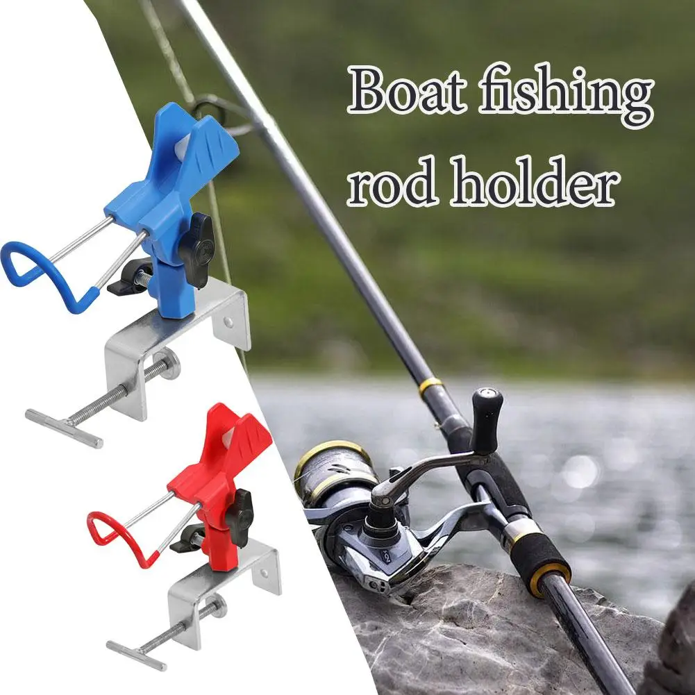 Boat Fishing Rod Holder Adjustable Non Slip Metal Base Clamp on Rod Rest Rack Edges Dock Rod Rest with Clamp Bracket