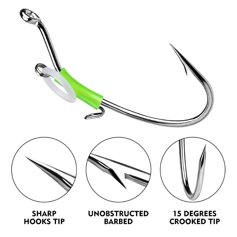 10pcs Luminous Spring-loaded Shrimp Hook Live Shrimp Hooks Stainless Steel Saltwater Live Bait Fishing Hooks Shrimp Walker