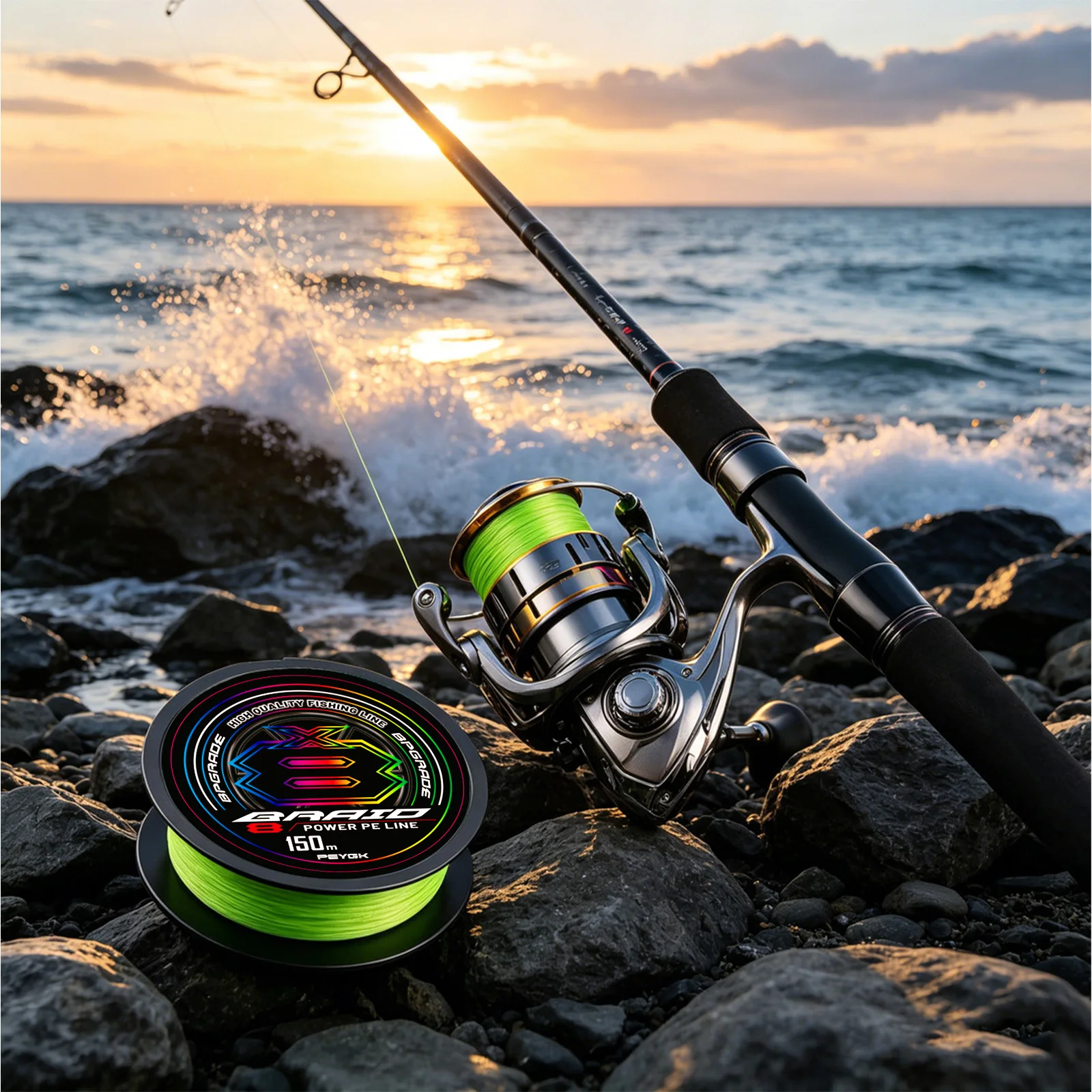 PEYGK150M Multicolored 8 Strands Braided Fishing Line Never Faded Japanese Super Strong Pull Wear Resistant Saltwater Fresh Line