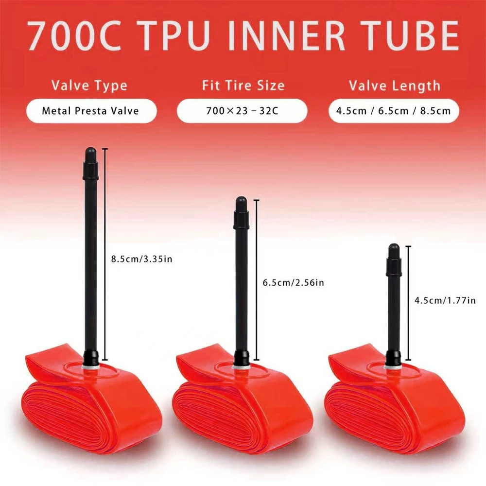 Ultra-light TPU Inner Tube for Bicycle, 700x23-25-28-30, 32c Road and Fixed-Gear Bikes, lightweight Tire Valve Inner Tube, Cycli