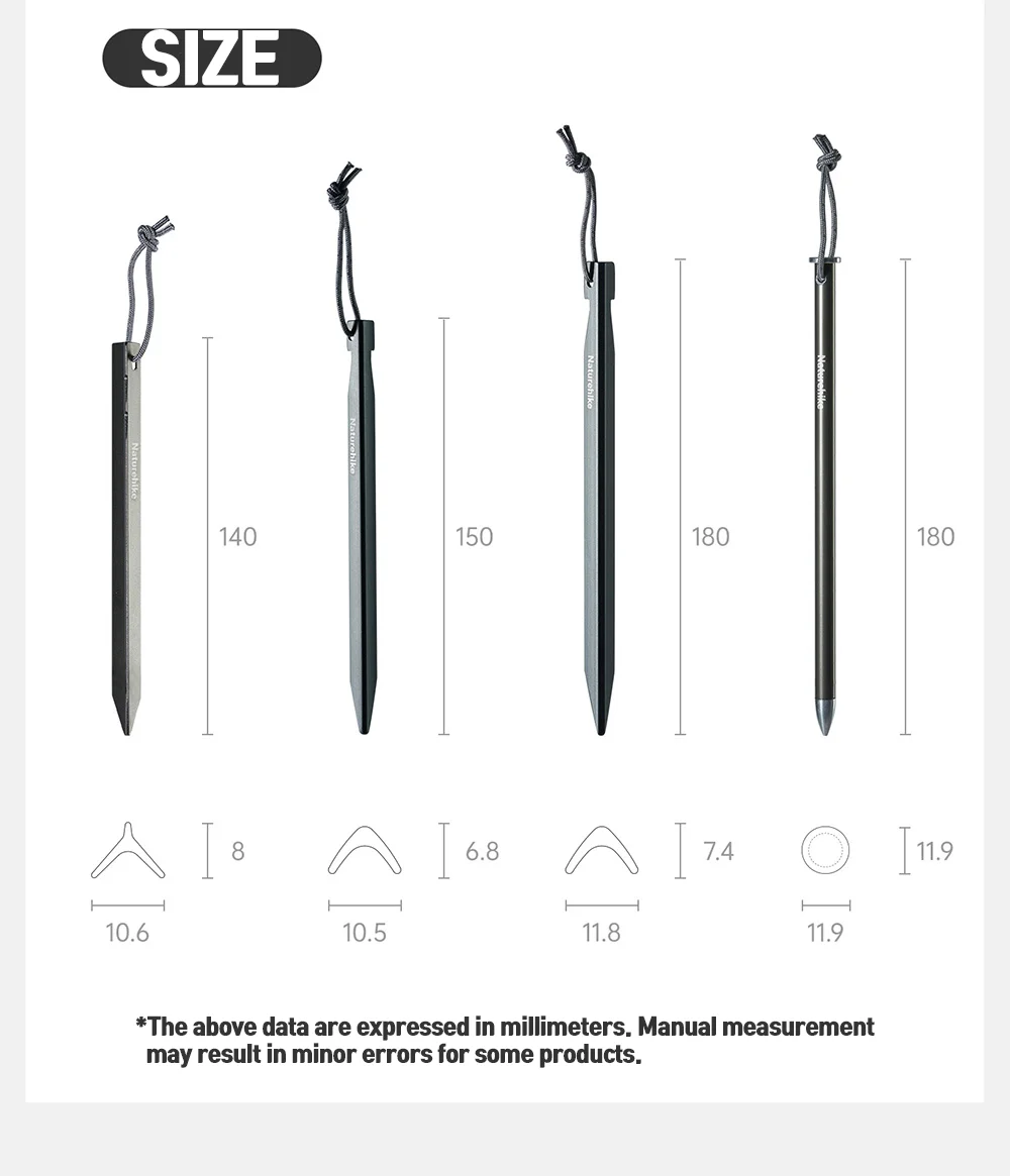 Naturehike Tent Peg Aluminium Alloy Ultralight Strong Shelter Reinforce AntiWind Outdoor Camping Nail Stake Various Shape Hiking