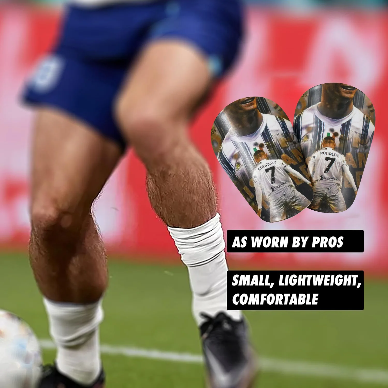 1 Pair of Mini Football Shin Guards - Ultra Small Protective Gear for Men & Women, Blue & White Cracked Ice Design, pp Material