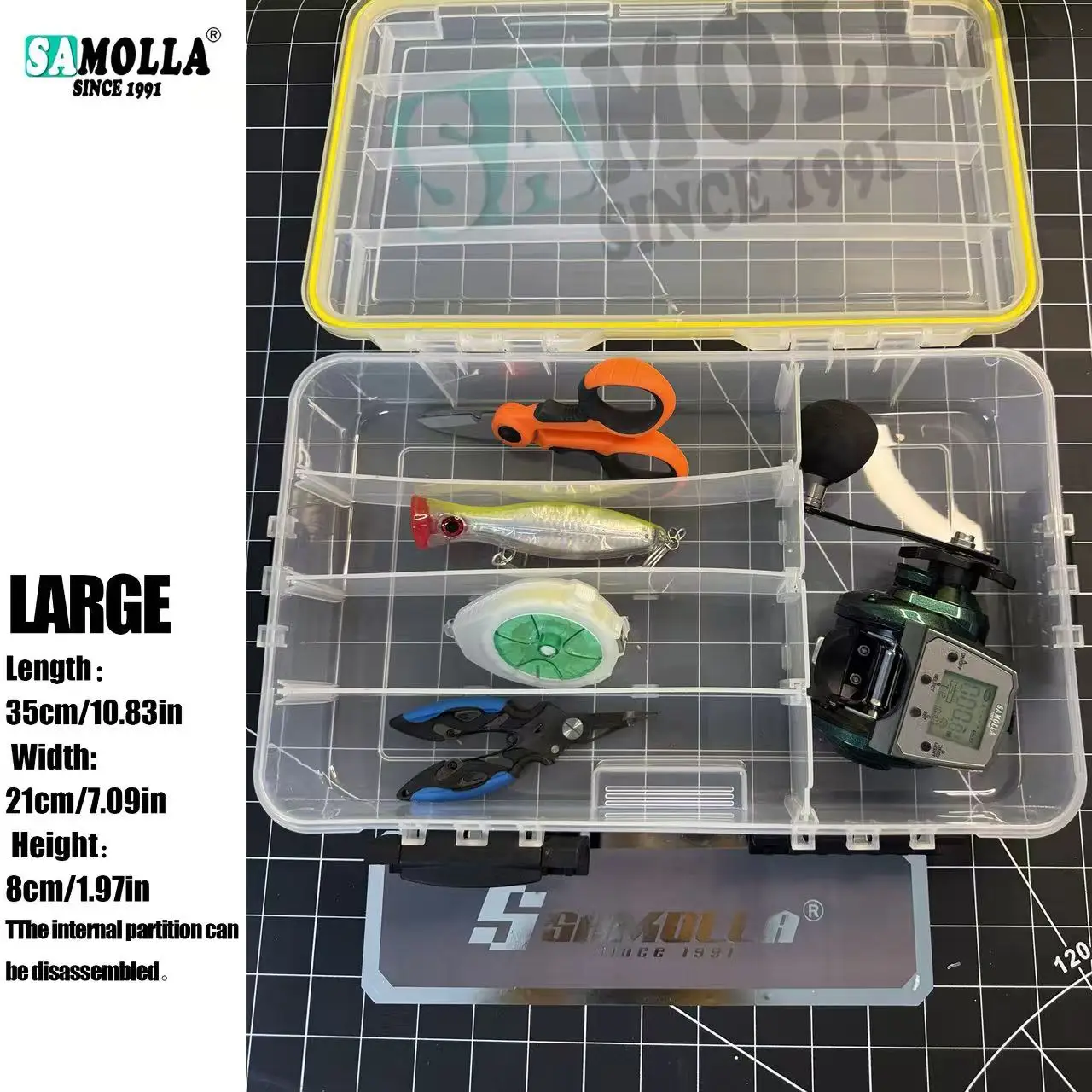 QAJTAO New Large Waterproof Fishing Tackle Box, Fish Hook Fishing Lure Bait Storage Case Portable Fishing Gear Accessorie