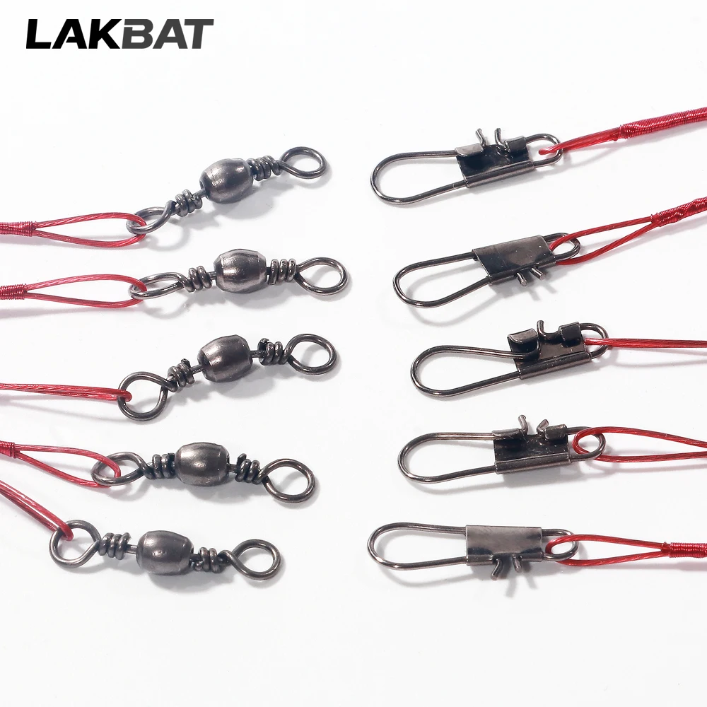 Lakbat 20Pcs Steel Wire Leader Anti Bite Fishing Line Leash Swivel Snap Connector Pesca Sea Fishing Tackle Accessories
