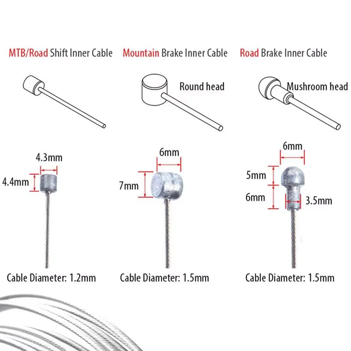 PINMOAP Bicycle Brake/Gear Line Polished Surface Core Wire Stainless Steel Material Sturdy And Durable Bicycle Accessories