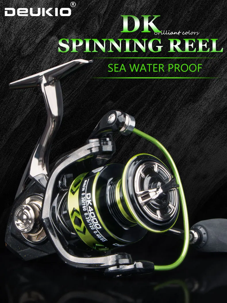 DEUKIO Sea Fishing Spinning Reel 5.2:1 Gear Ratio 12kg Max Drag Power All Metal Carp Reel for Saltwater Freshwater