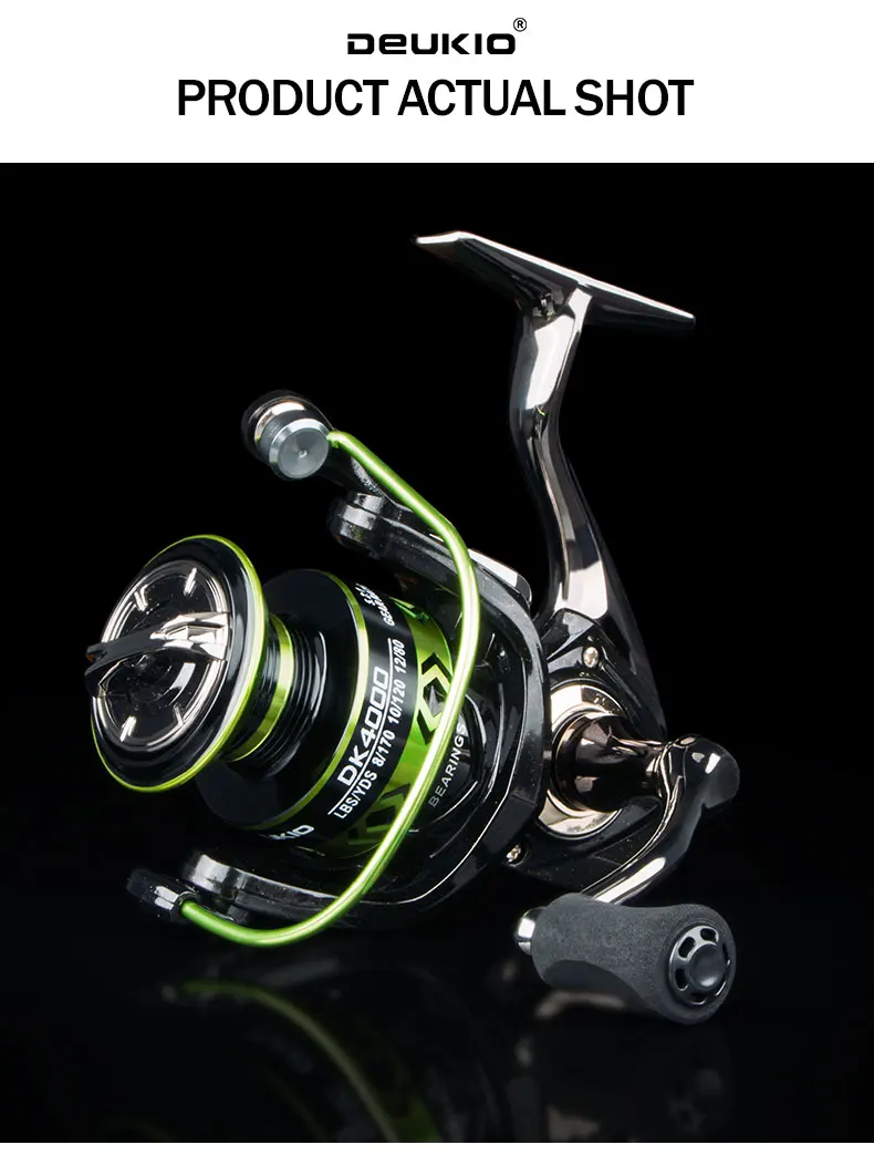 DEUKIO Sea Fishing Spinning Reel 5.2:1 Gear Ratio 12kg Max Drag Power All Metal Carp Reel for Saltwater Freshwater