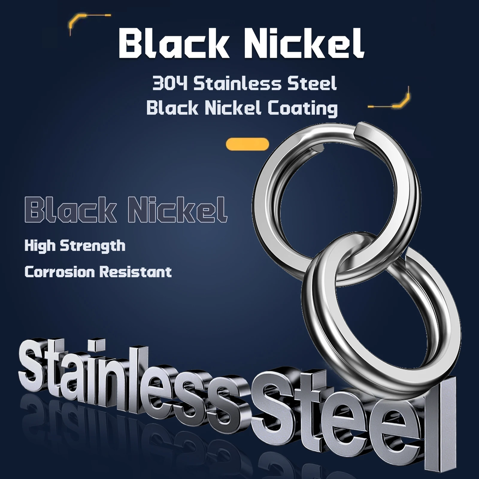 9KM 50Pcs Stainless Steel Fishing Split Rings, Heavy Duty Lure Connector Rings for Saltwater Terminal Tackle