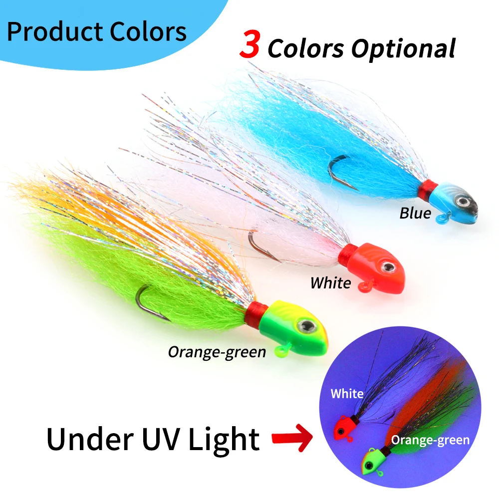 10g 15g 20g Fishing Jig Head Lure Hook with Flasher Striped Bass/Freshwater/Saltwater Fishing Fast Sinking Artificial Bait