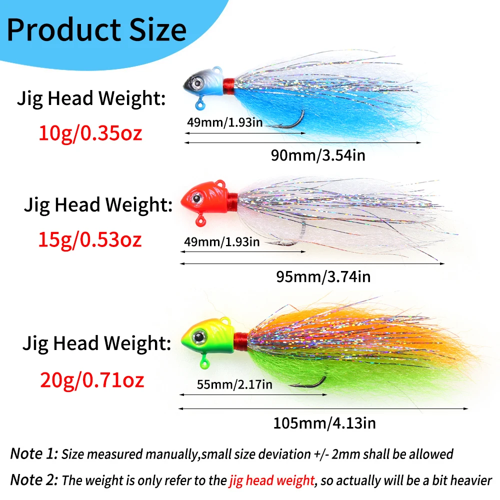 10g 15g 20g Fishing Jig Head Lure Hook with Flasher Striped Bass/Freshwater/Saltwater Fishing Fast Sinking Artificial Bait