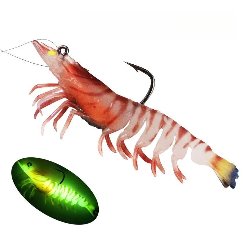 1PCS/5PCS/6PCS 12g 9cm 6 Colors Artificial PVC Shrimp Soft Fishing Lure Luminous Bait For Fishing Activity Lure with Hook