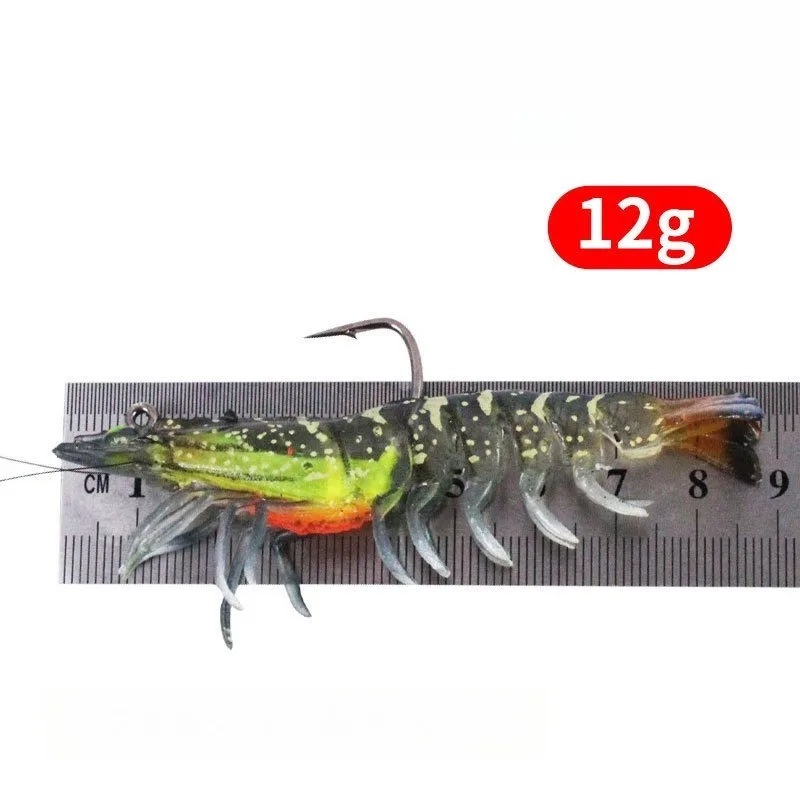 1PCS/5PCS/6PCS 12g 9cm 6 Colors Artificial PVC Shrimp Soft Fishing Lure Luminous Bait For Fishing Activity Lure with Hook