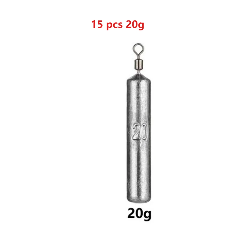 15PCS/Lot Drop Shot Sinkers 3.5g/5g/7g/10g/14g/20g Cylindrical Tube Plumb Pendant Metal Jig Sea Tackle Kit Fishing Accessories