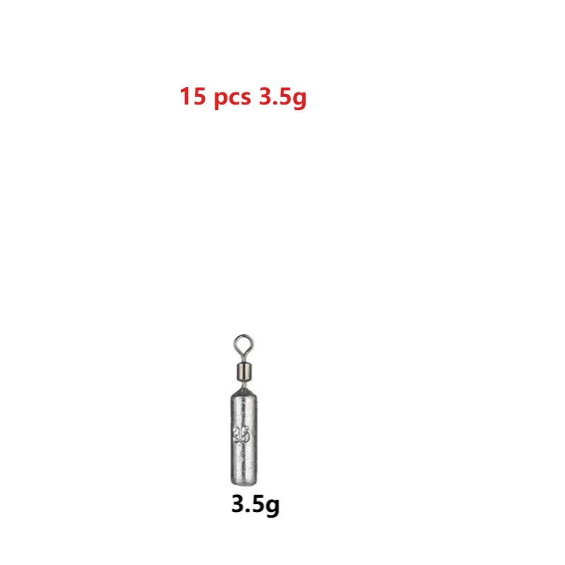 15PCS/Lot Drop Shot Sinkers 3.5g/5g/7g/10g/14g/20g Cylindrical Tube Plumb Pendant Metal Jig Sea Tackle Kit Fishing Accessories