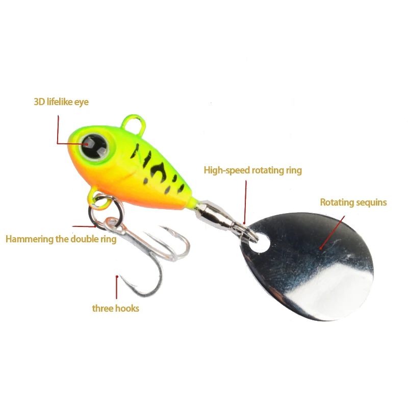 Fishing Lure Submarine 8g 11g 15g Tail Spinner Shad Metal Vib Casting Shore Jig Bait Copper Blade Spoon Freshwater Bass
