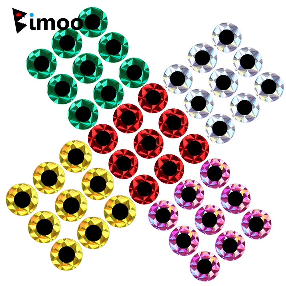 100pcs 2D Metal Jigs Lure DIY Fish Eyes Holographic Flat Fishing Fly Eyes Sticker for Slow Jigging Fishing Lure Baits 3mm-12mm