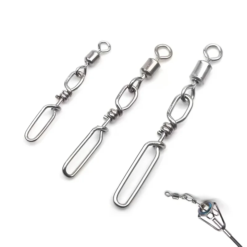 20Pcs Stainless Steel Fishing Connection Quick Snap Rotating Guide Ring for Sea Fishing Rod Line Connection Accessories