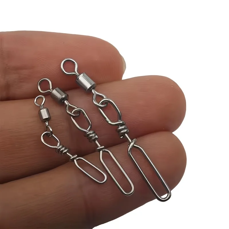 20Pcs Stainless Steel Fishing Connection Quick Snap Rotating Guide Ring for Sea Fishing Rod Line Connection Accessories