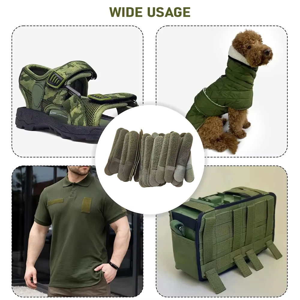 20Pcs 12cm Tactical Fastening Binding Strap Hook & Loop Reusable Strap Molle Nylon Straps for Outdoor Bag Clothes Shoes Backpack