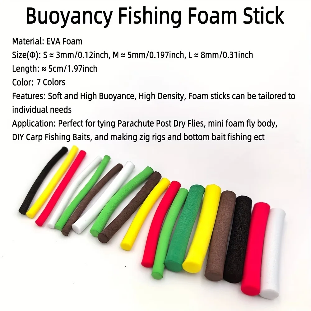 14pcs Buoyancy Fishing Foam Stick Carp Fishing Pop Up Zig Rig Foam Sticks Fly Tying Material for Parachute Dry Fly