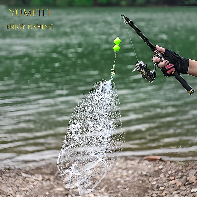 YUMEILI 5pcs Fish Binding Net, Hook Free Adhesive Net, New Fishing Method, Transparent White Mesh Small Fishing Net
