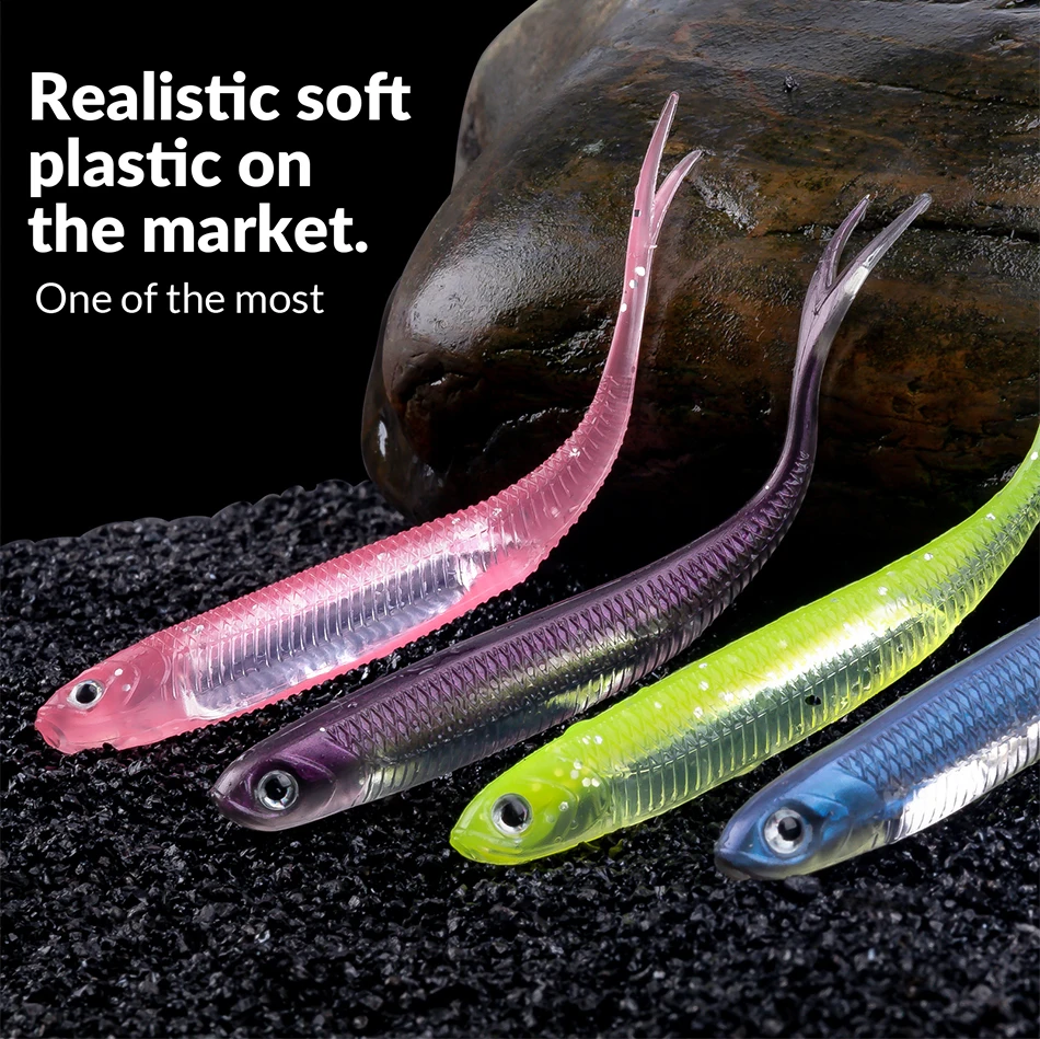 THKFISH 5pcs/6pcs Fishing Bait Lures 100mm 75mm Soft Silicone Artificial Bait Saltwater 3.9g Rubber Soft Lure For Bass Fishing