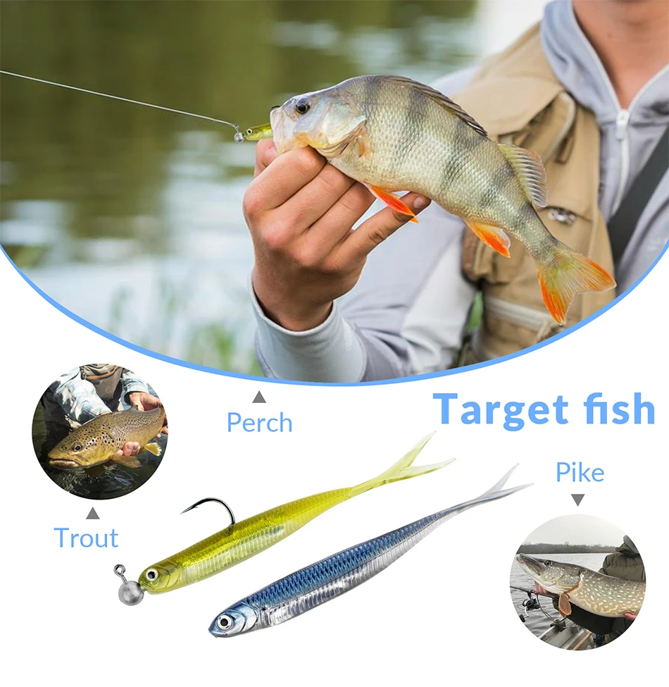 THKFISH 5pcs/6pcs Fishing Bait Lures 100mm 75mm Soft Silicone Artificial Bait Saltwater 3.9g Rubber Soft Lure For Bass Fishing