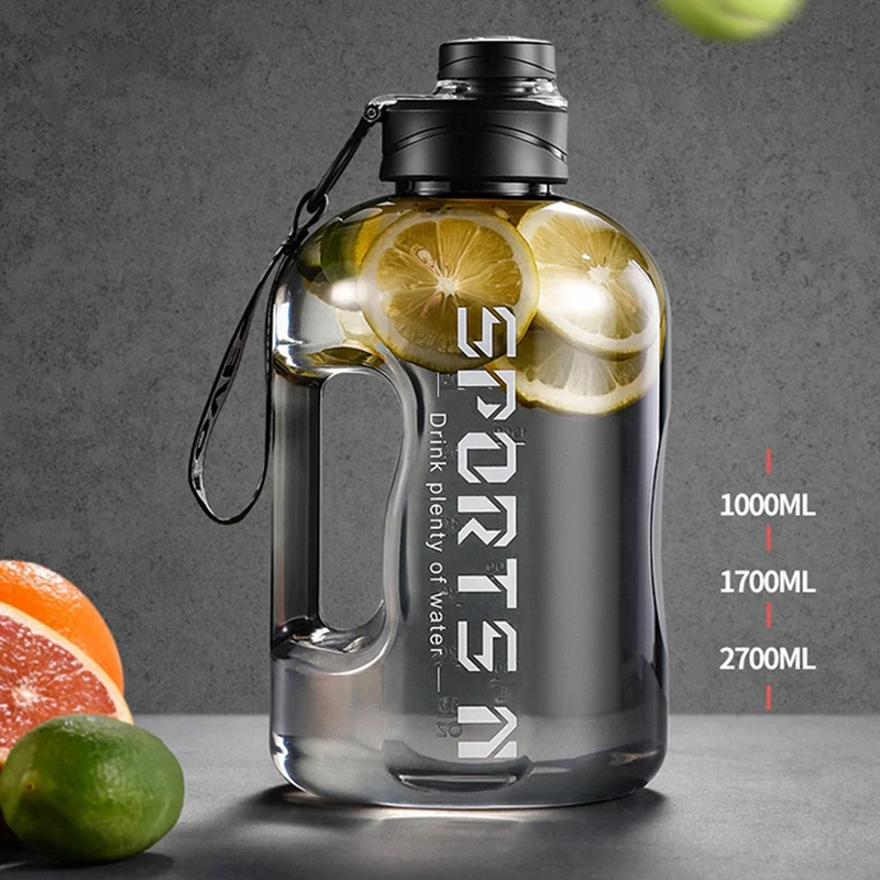 2.7/1.7L Insulated Water Bottles with Straw Gym Traveling Hiking Camping Hot Water Bottle for Men Women Leakproof Fitness Bottle