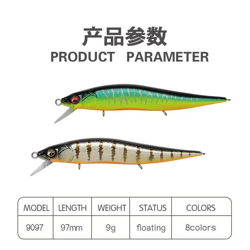 Mini Floating Minnow Fishing Lures with Noise Ball 97mm 9g Crankbait Wobblers Swimbait Artificial Hard Baits Bass Sea Fishing