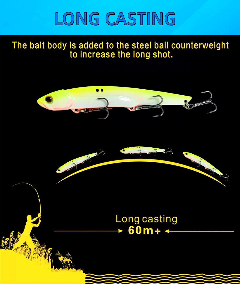 35g 10.5cm Metal VIB LureFishing Spoon Freshwater Fishing Hard Lure Slice Jig Bait Spoon Fishing Tackle Metal Jigging