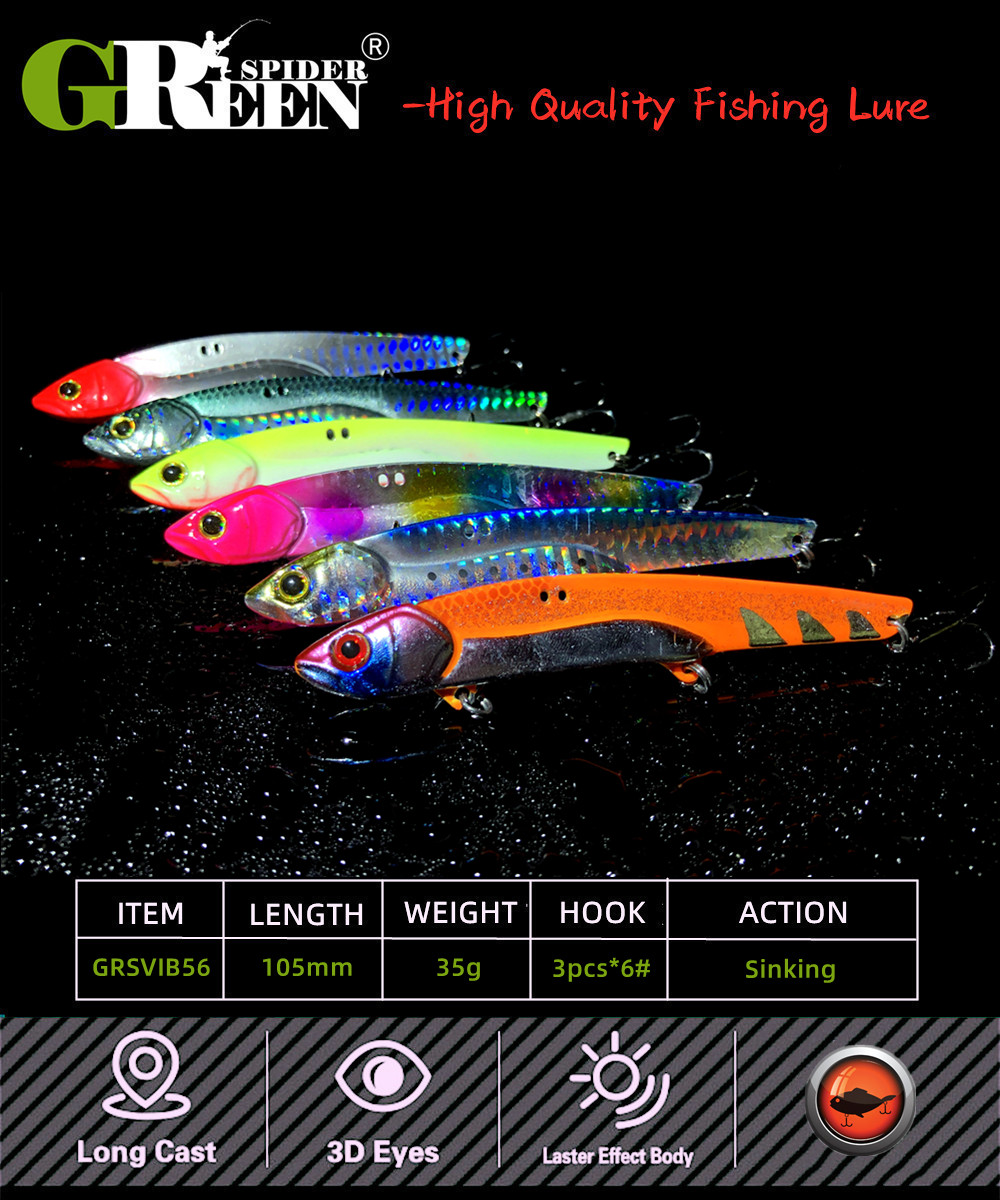35g 10.5cm Metal VIB LureFishing Spoon Freshwater Fishing Hard Lure Slice Jig Bait Spoon Fishing Tackle Metal Jigging