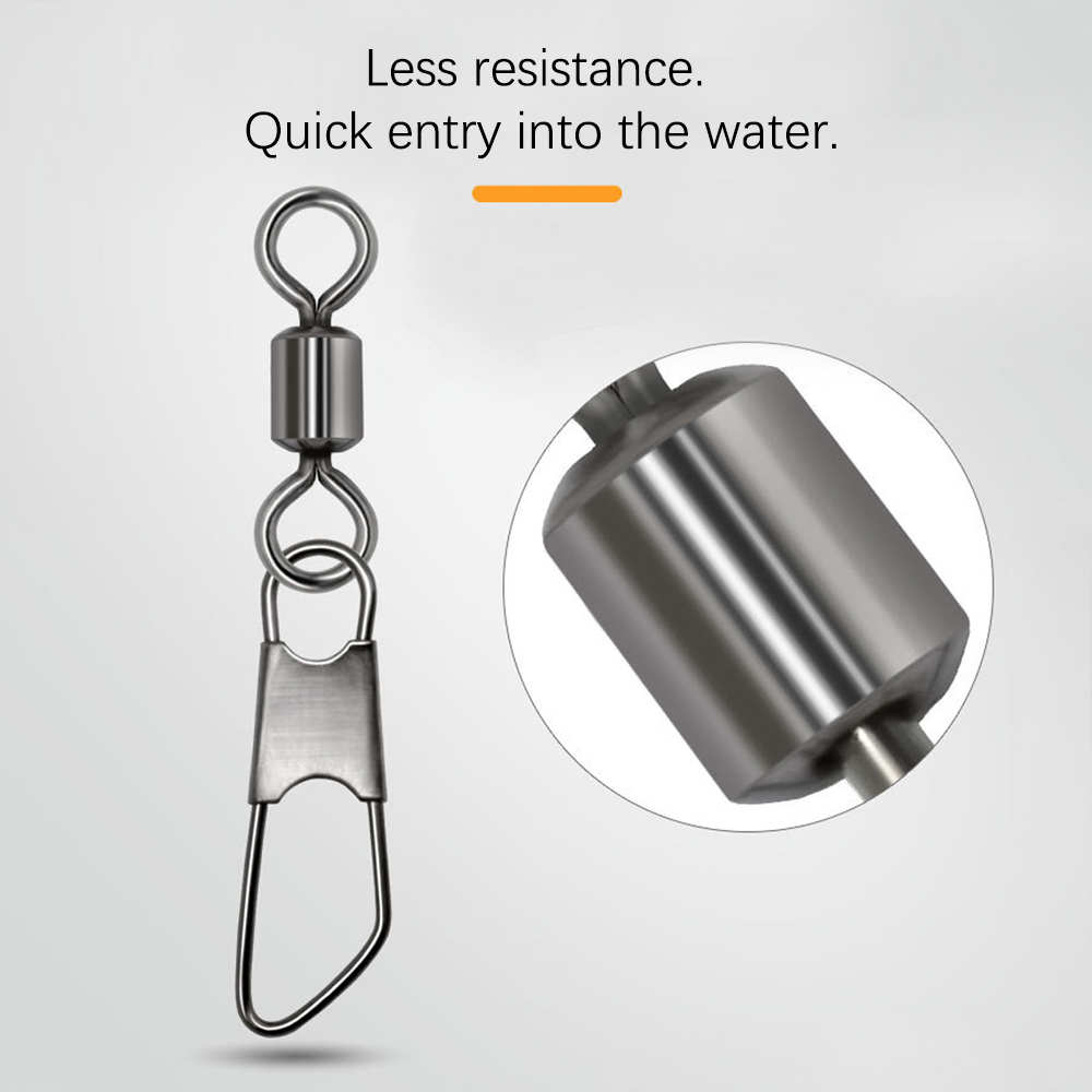 DNDYUJU 100pcs Stainless Steel A-type Pin Fishing Lure Connector Fishing Bearing Rolling Swivels Carp Fishing Accessories
