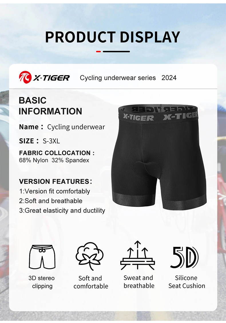 X-TIGER Cycling Shorts Breathable Mesh Cycling Underwear Gel Pad Shockproof MTB Bike Shorts Dropshipping Bicycle Underwear