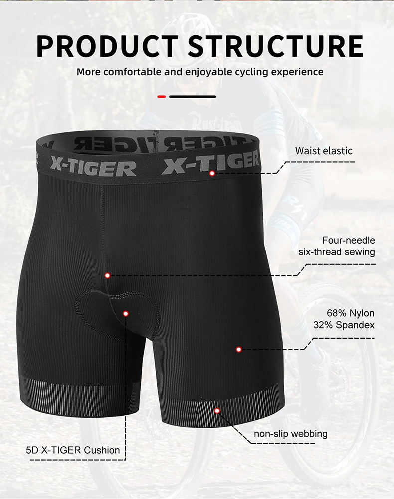 X-TIGER Cycling Shorts Breathable Mesh Cycling Underwear Gel Pad Shockproof MTB Bike Shorts Dropshipping Bicycle Underwear