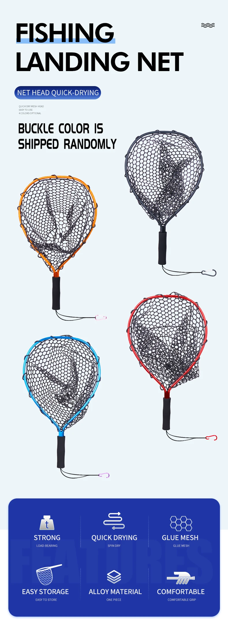 TAIYU Portable Fishing Nets Ultralight Aluminum Alloy Silicone Wear Resistance Mesh Hand Dip Casting Landing Net for Fly Fishing