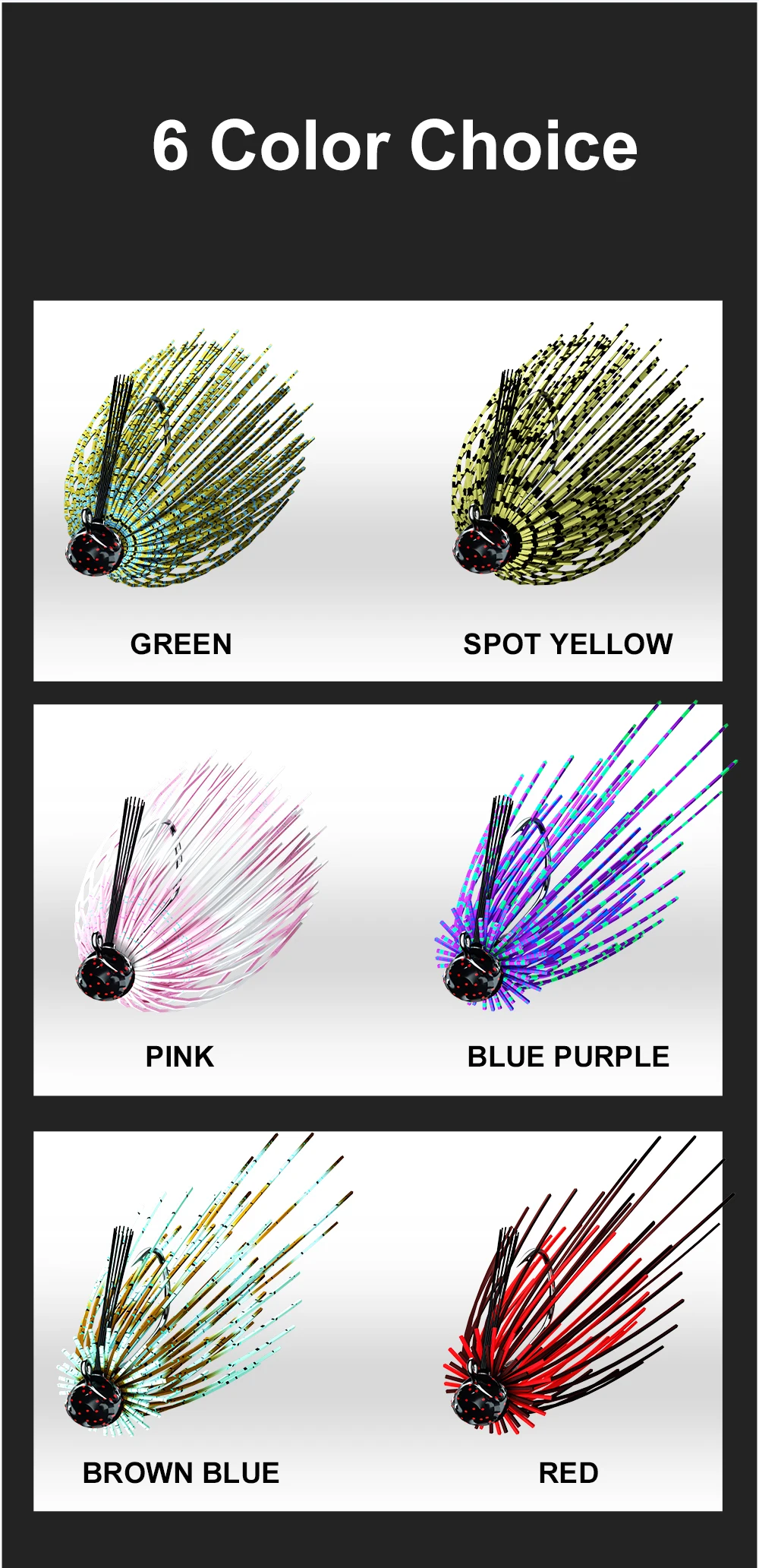 HASIDA BKK Rubber Jig Fishing Lure Skirted Jig Head with Rotating Hook for Black Bass Freshwater Saltwater Fishing
