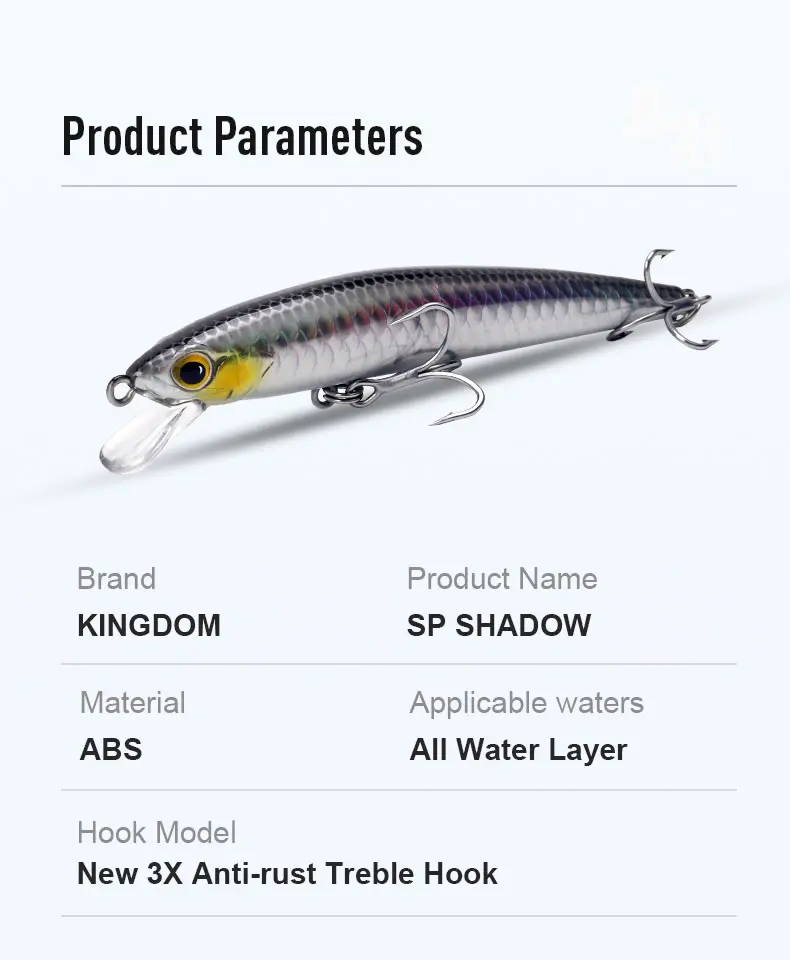 KINGDOM SP Shadow Fishing Lures 6.5g 9g 14g 14.2g Suspending Minnow Wobbler Crank Baits Artificial Sea Bass Pike Fishing Tackle