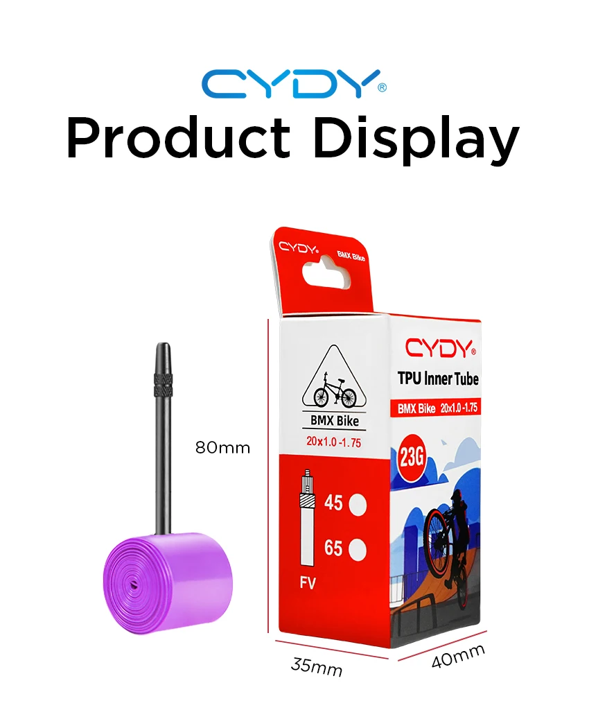 23g CYDY TPU Bike Inner Tube Camera 20' 406 20x1.0 1-1/8 1-1/4 1.25 1.35 1-3/8 1.5 1.75 Pneu Valve 45/65mm BMX Bicycle Tire Tyre
