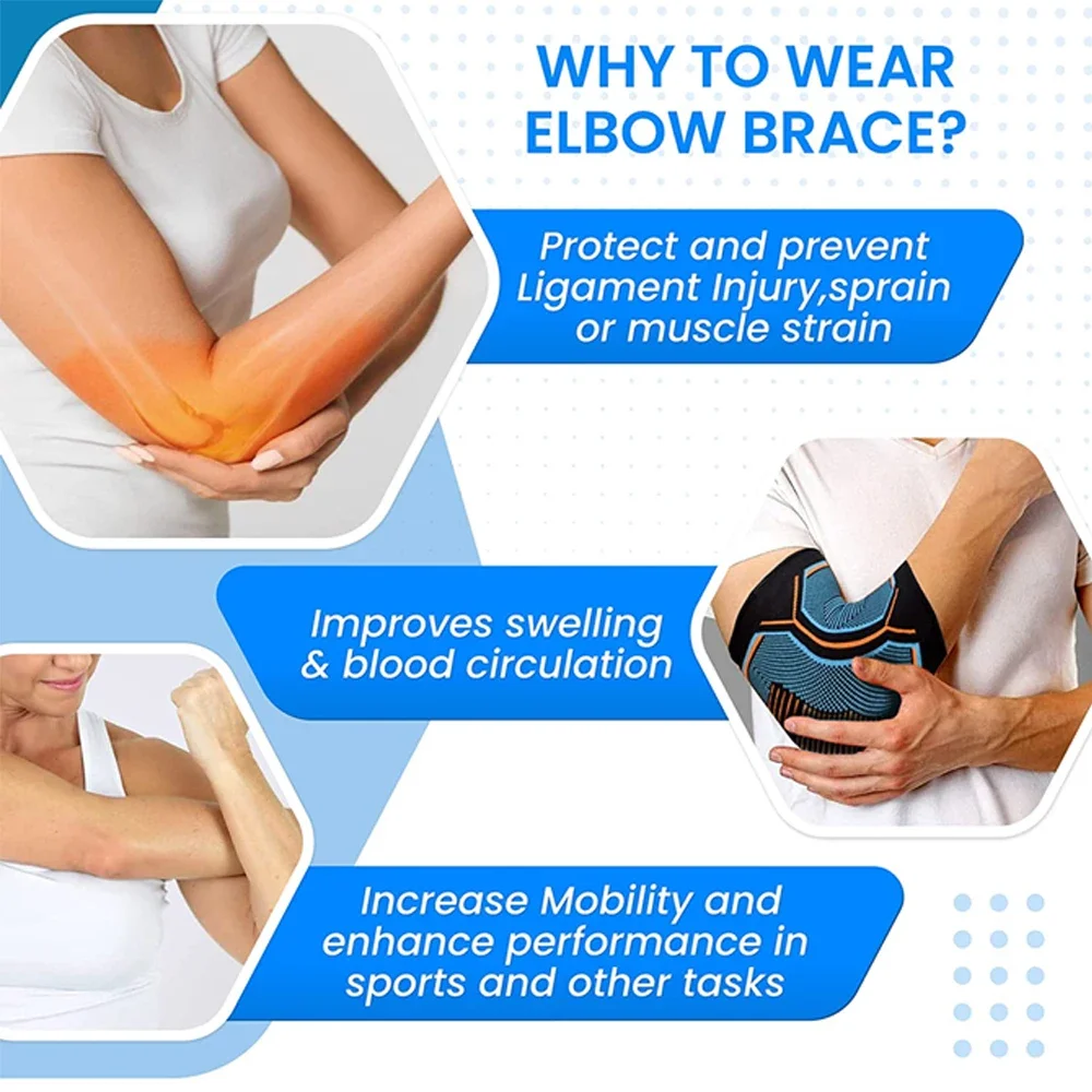 1Pcs Elbow Brace for Weightlifting Compression Support Reduce Tennis Elbow and Golfers Elbow Pain Relief