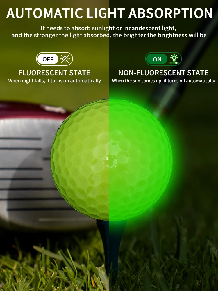Caiton Glow Golf Balls for Night Sports,Tournament Fluorescent Glowing in The Dark Golf Ball,Long Lasting Bright Luminous Balls
