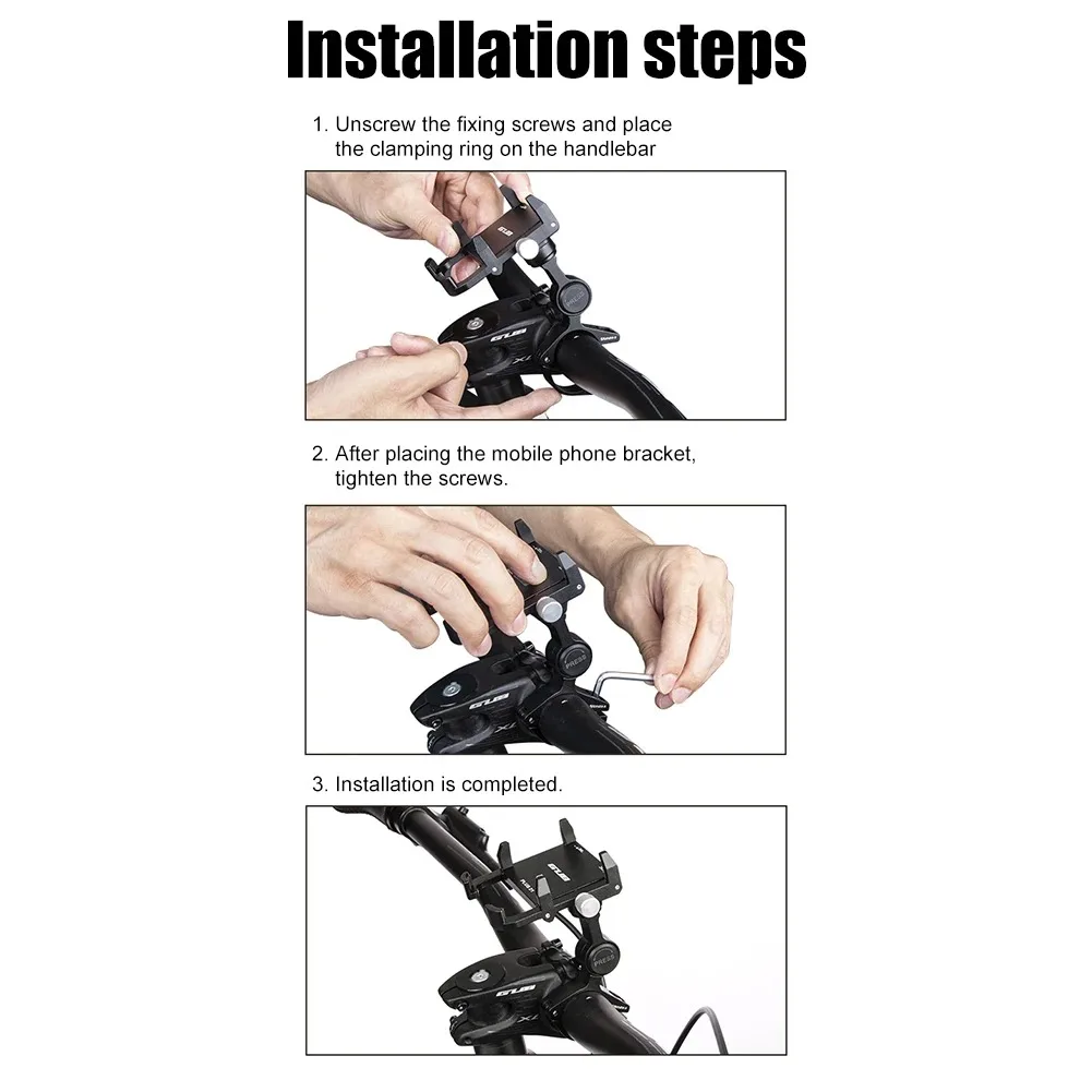 GUB PLUS 21 Motorcycle Bike Phone Holder Aluminum Alloy Cell Phone Holder Bracket Rotatable Adjustable Anti-slip Cycling Parts