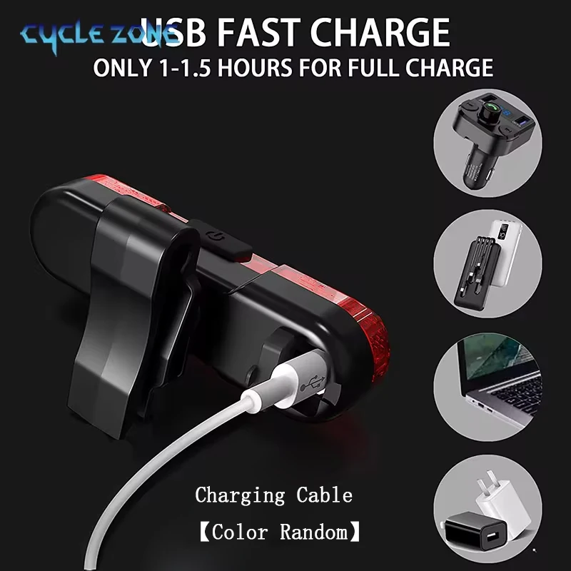 Bicycle Tail Light Bike Rear Light USB Rechargeable Waterproof Night Riding Safety Warning Taillight MTB Cycling Accessories 