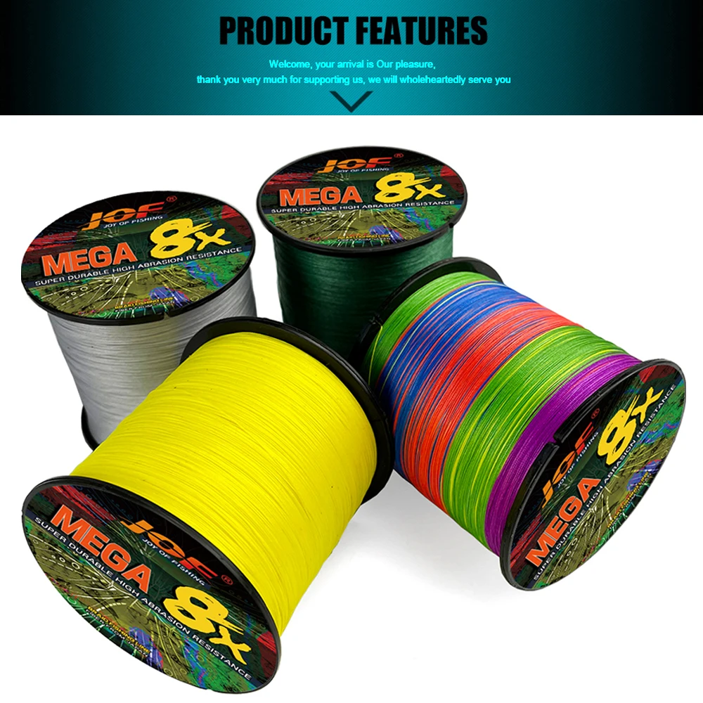 JOF X8 X16 Strands PE Braided Fishing Lines 0.16mm-0.8mm 18-200LB 300M 500M Multifilament Wires Sea Fish Line Ocean Rock Fshing