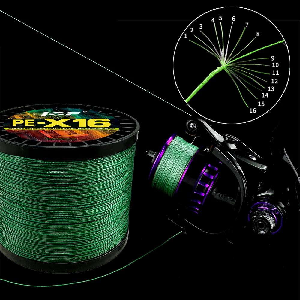 JOF X8 X16 Strands PE Braided Fishing Lines 0.16mm-0.8mm 18-200LB 300M 500M Multifilament Wires Sea Fish Line Ocean Rock Fshing
