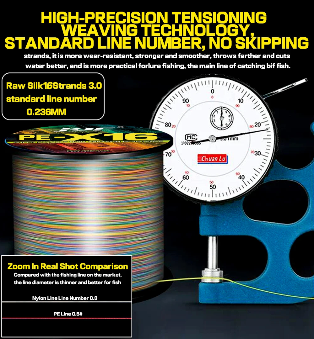 JOF X8 X16 Strands PE Braided Fishing Lines 0.16mm-0.8mm 18-200LB 300M 500M Multifilament Wires Sea Fish Line Ocean Rock Fshing
