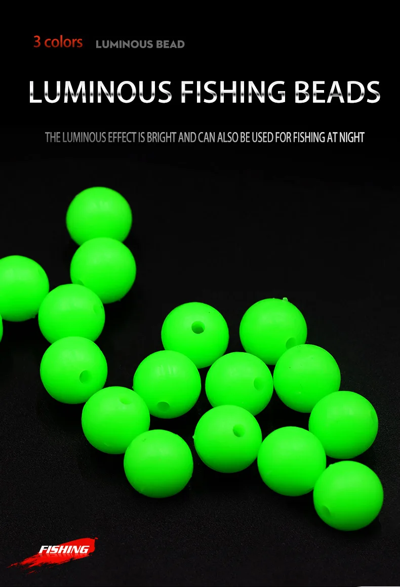 1000pcs/lot Fishing Floats Beads 3-12MM Hard/Soft Luminous Space Bean Round Float Balls Fishing Tools Accessory