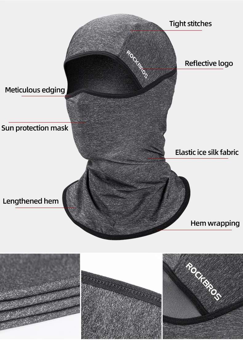 ROCKBROS Summer Ice Silk Bike Caps Anti-UV Sun Protection Breathable Bicycle Bandana Scarf Sports MTB Road Full Face Mask Cap