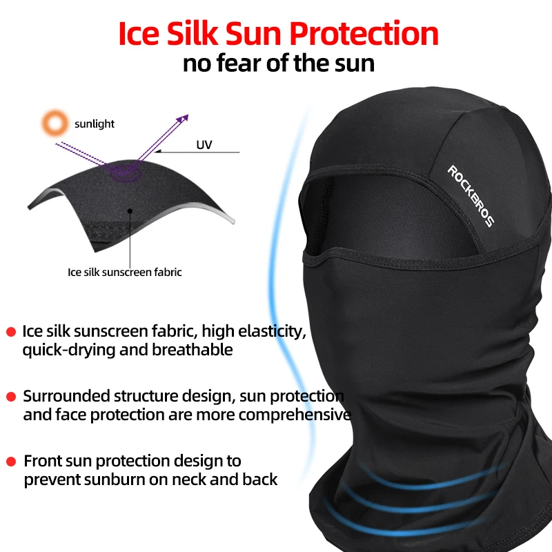 ROCKBROS Summer Ice Silk Bike Caps Anti-UV Sun Protection Breathable Bicycle Bandana Scarf Sports MTB Road Full Face Mask Cap